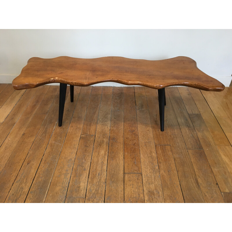 Vintage Solid elm dining table - 1960s