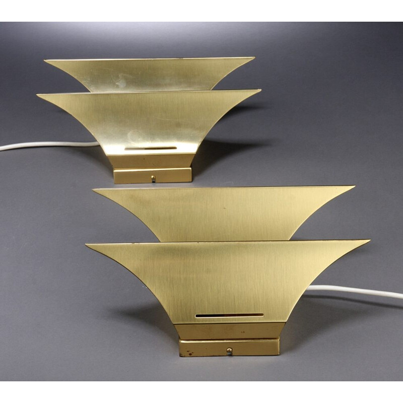 Vintage brass wall lamps - 1960s