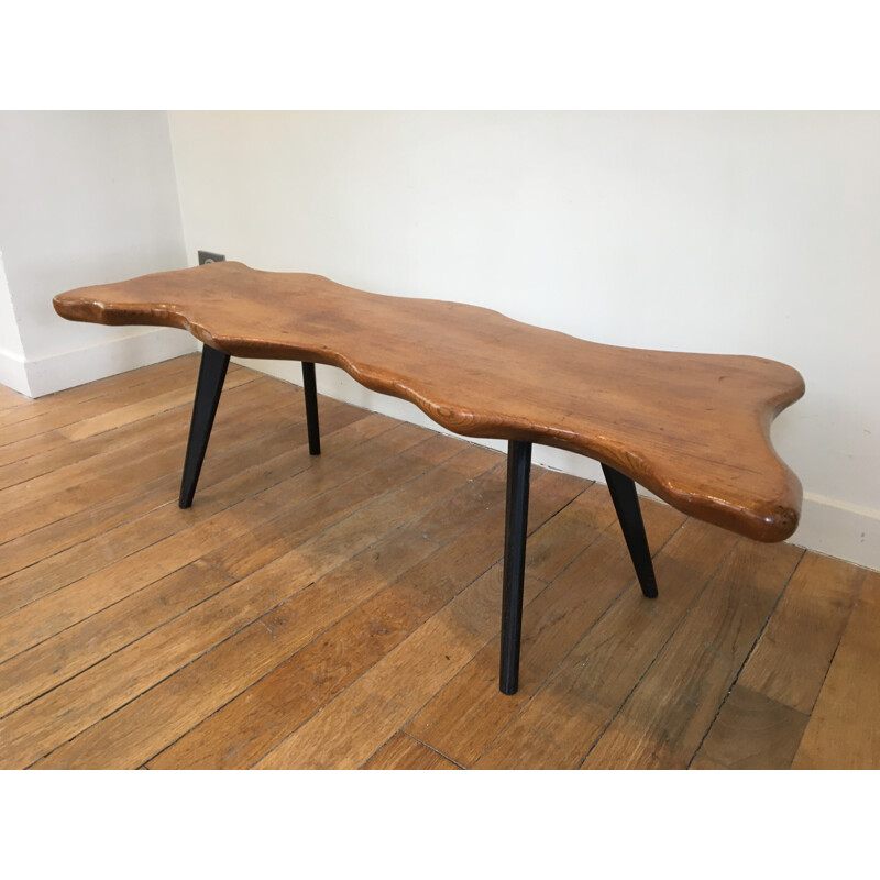 Vintage Solid elm dining table - 1960s