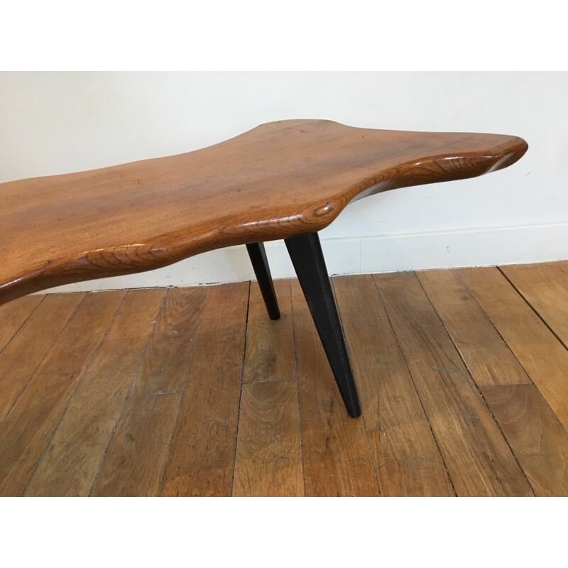 Vintage Solid elm dining table - 1960s