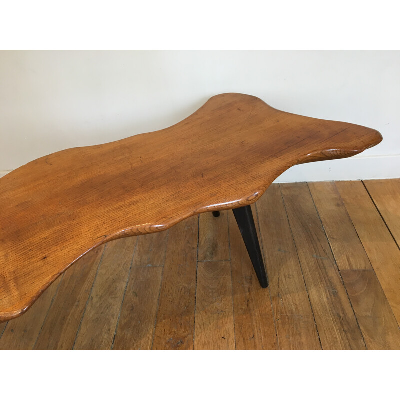 Vintage Solid elm dining table - 1960s