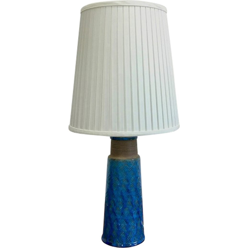 Grande Lampe de Table en Grès avec Vitrage de Couleur Turquoise par Nils Kähler pour HAK - 1960