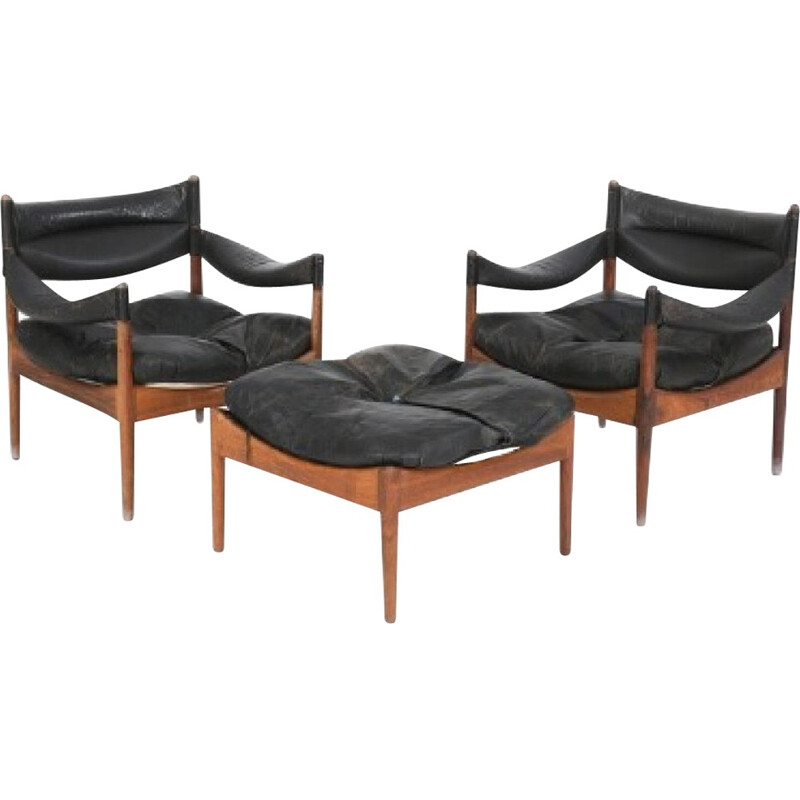 Set of 2 "Modus" armchairs & 1 ottoman by Kristian S. Vedel for Søren Willadsen - 1963