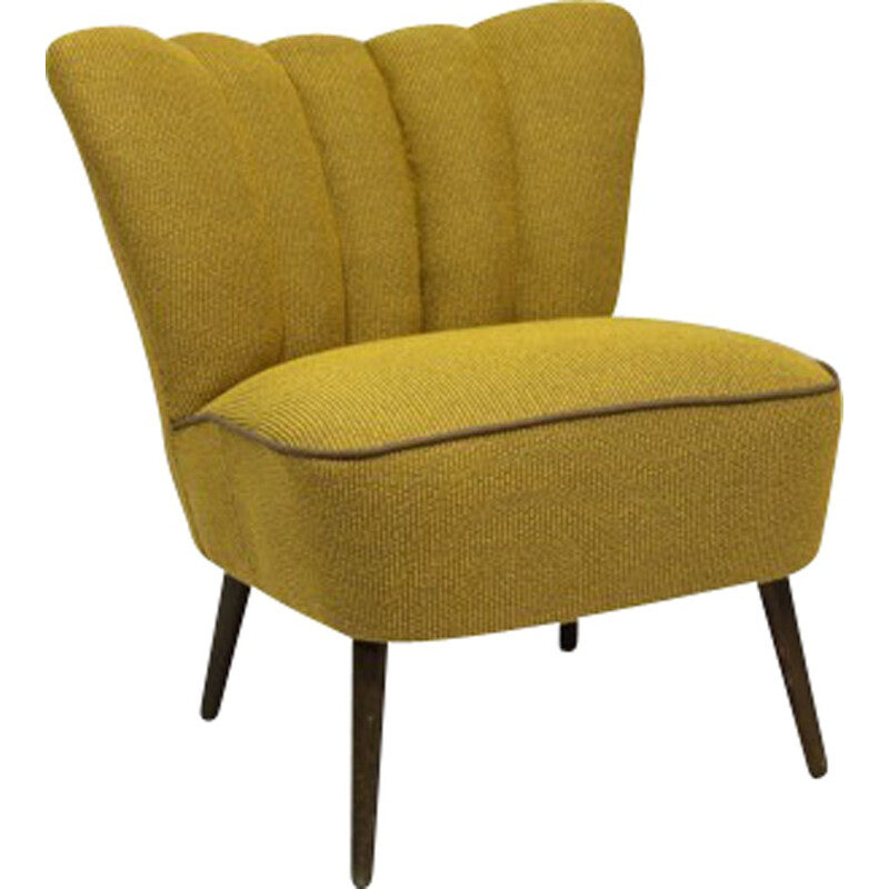 Fauteuil cocktail vintage jaune - 1950