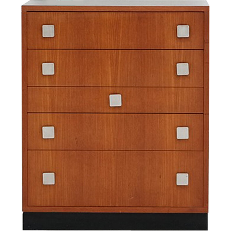 Commode en placage de teck avec 5 tiroirs vintage par Alfred Hendrickx - 1960