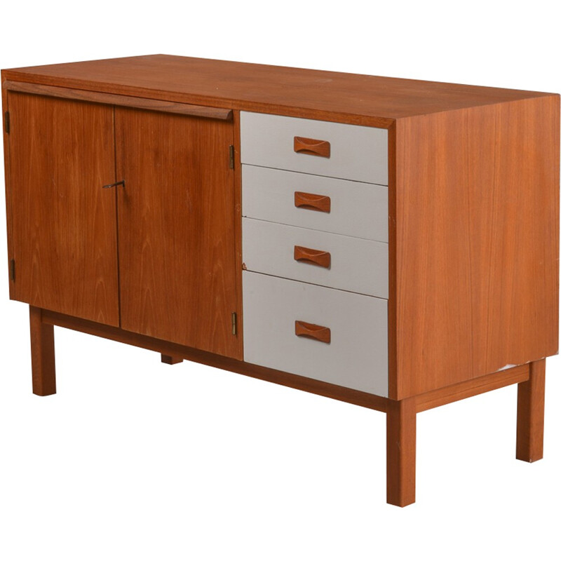 Vintage teak sideboard with 4 drawers - 1960s