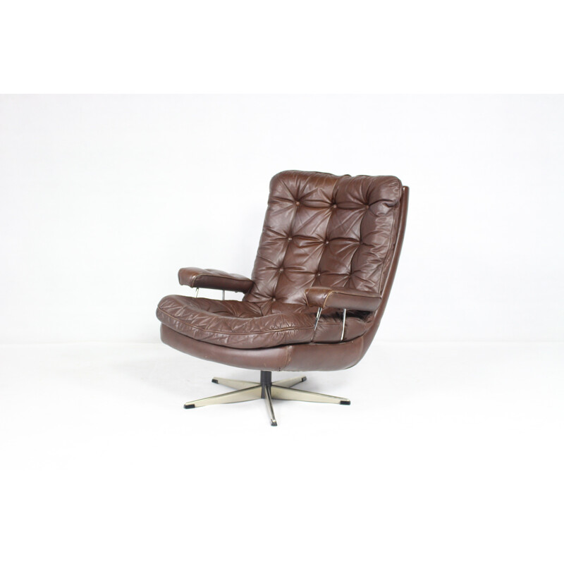 Vintage danish leather armchair - 1970s