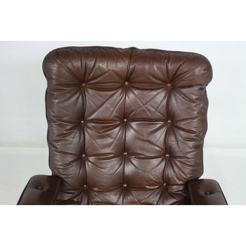 Vintage danish leather armchair - 1970s