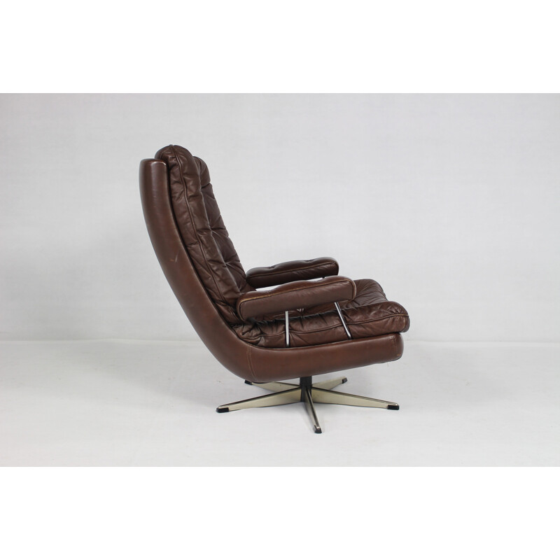 Vintage danish leather armchair - 1970s