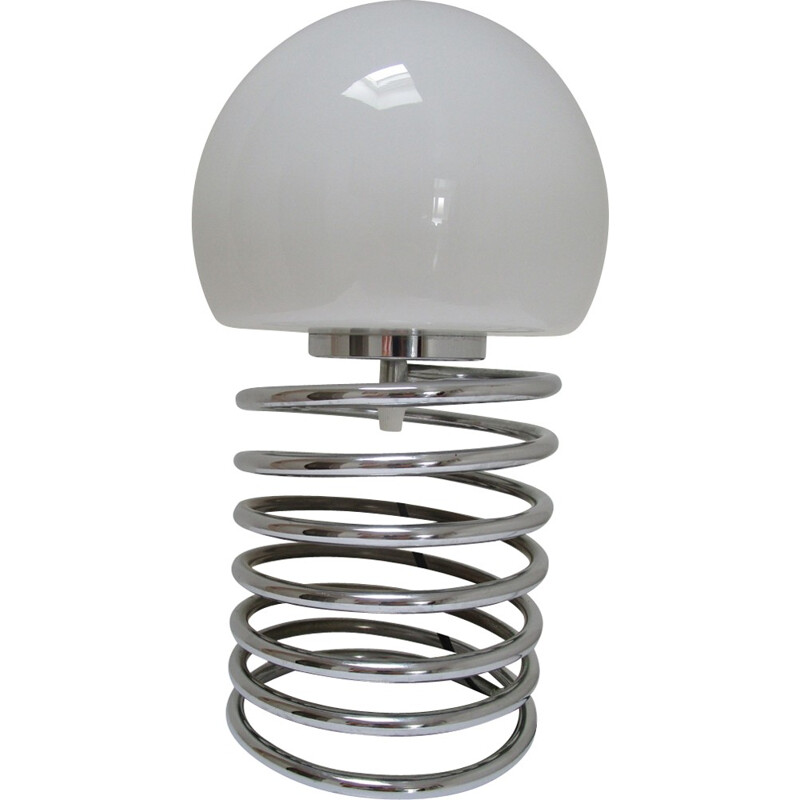 Vintage chromed steel spring lamp - 1970s