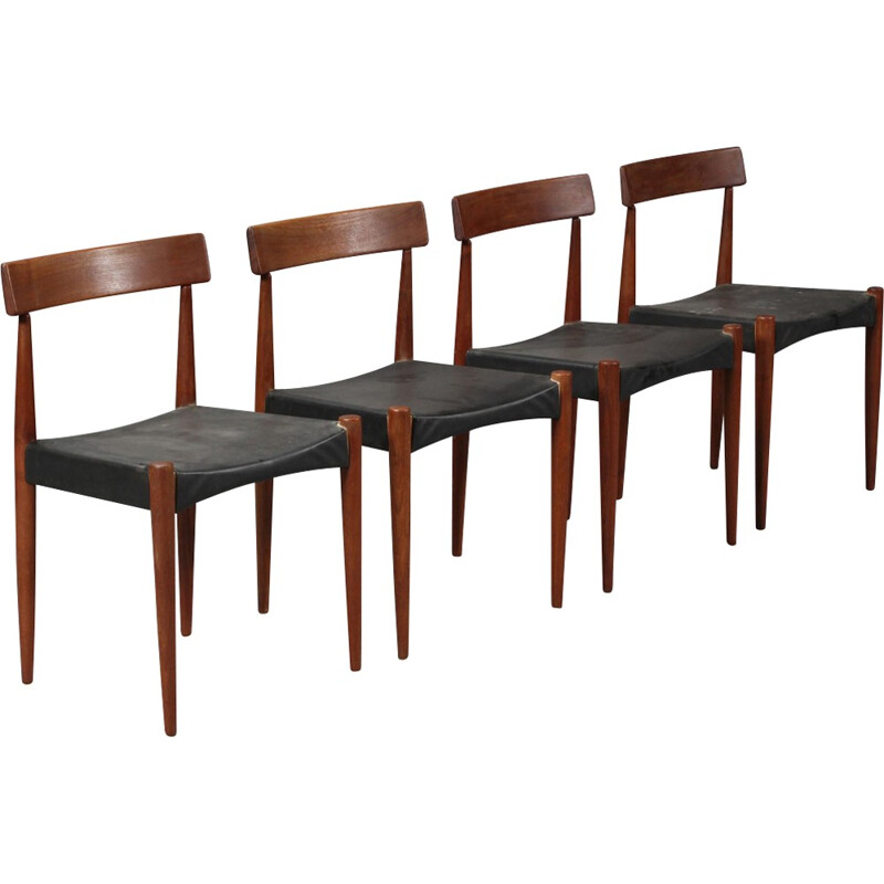 Suite de 4 Chaises de salle à manger noires en teck par Arne Hovmand Olsen -1960