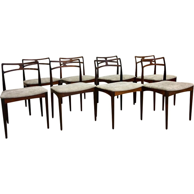 Suite de 8 chaises à repas danoises en palissandre par Johannes Andersen pour Christian Linneberg - 1960