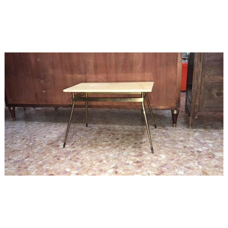 Low table coffee table with marble-style rectangular top and iron structure - 1950s