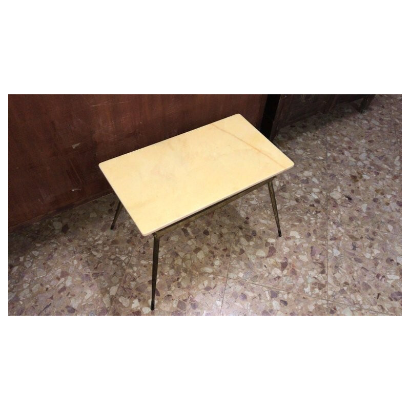 Low table coffee table with marble-style rectangular top and iron structure - 1950s