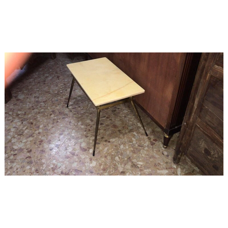 Low table coffee table with marble-style rectangular top and iron structure - 1950s