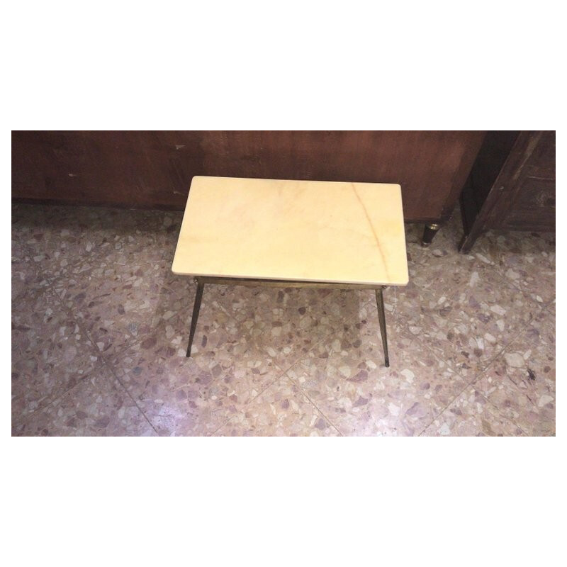 Low table coffee table with marble-style rectangular top and iron structure - 1950s