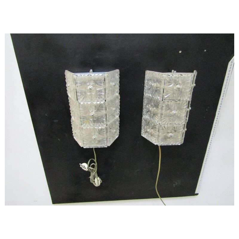 Set of two large Crystal Sconces - 1960s