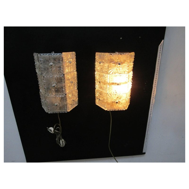 Set of two large Crystal Sconces - 1960s