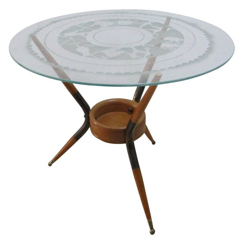Coffee table in wood and brass by Paolo Buffa - 1940s 