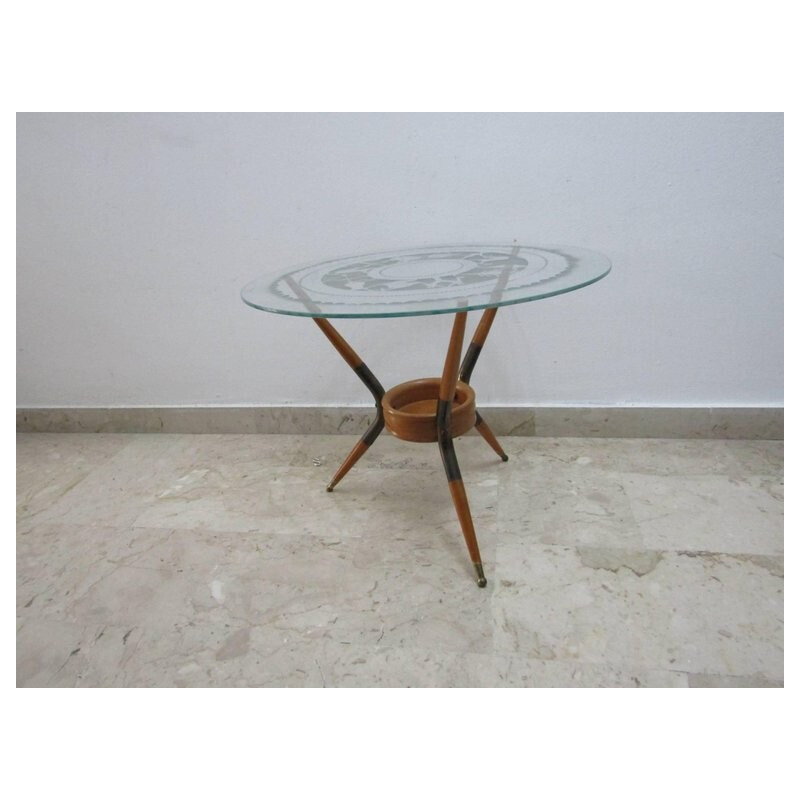 Coffee table in wood and brass by Paolo Buffa - 1940s 