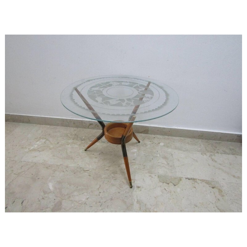 Coffee table in wood and brass by Paolo Buffa - 1940s 