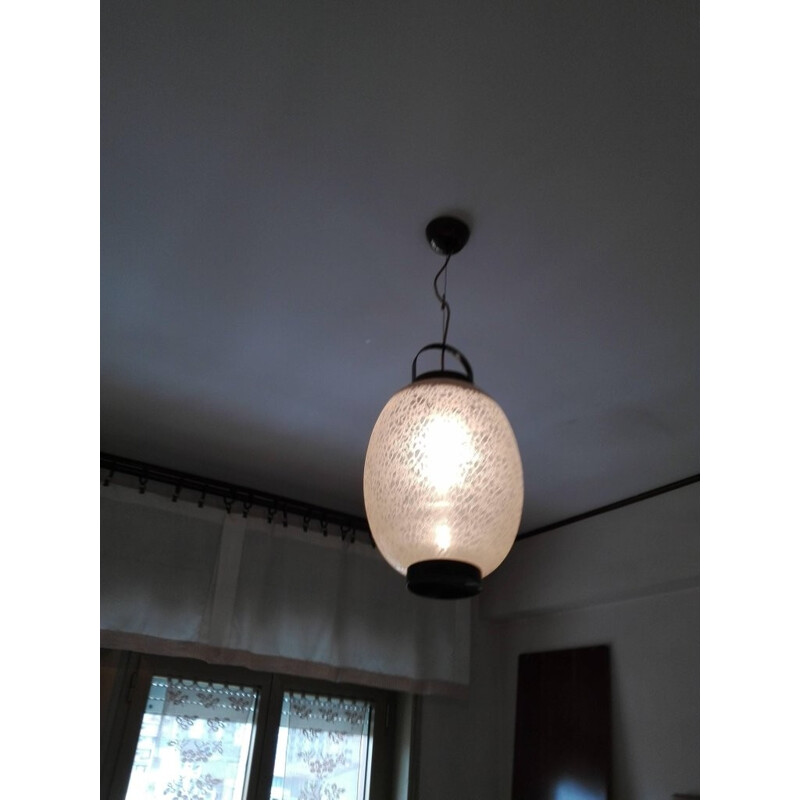 Vintage italian pendant lamp in Brass and Glass - 1950s