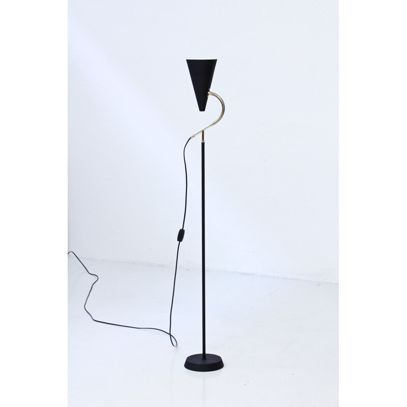 Swedish floor Lamp in Brass & Metal - 1950s