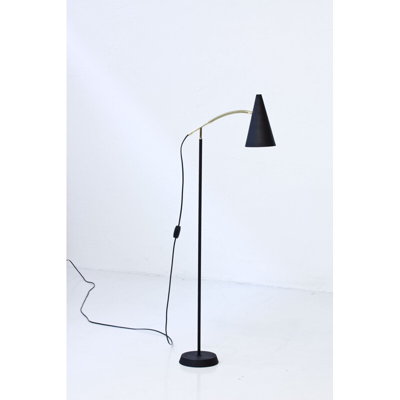 Swedish floor Lamp in Brass & Metal - 1950s