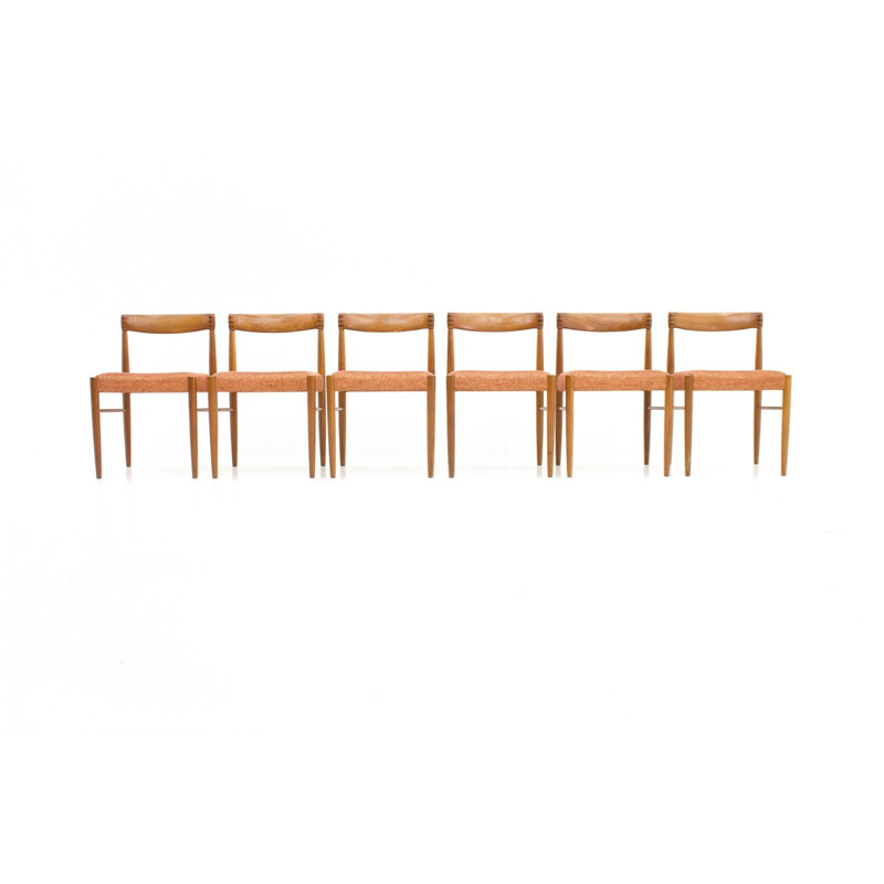 Suite de 6 chaises à repas en teck danois par H. W. Klein pour Bramin - 1960