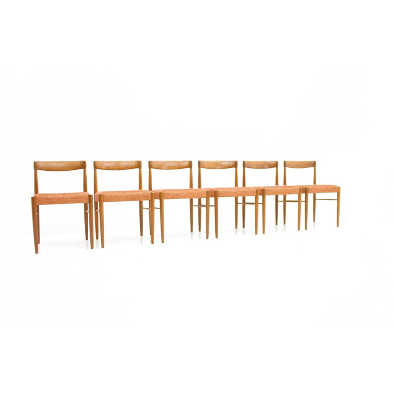 Suite de 6 chaises à repas en teck danois par H. W. Klein pour Bramin - 1960