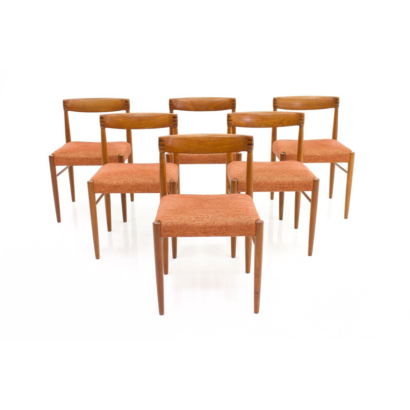 Suite de 6 chaises à repas en teck danois par H. W. Klein pour Bramin - 1960