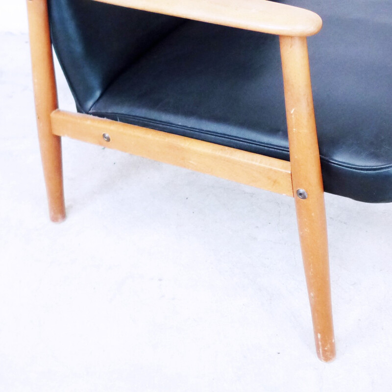 Vintage leatherette scandinavian armchair - 1960s