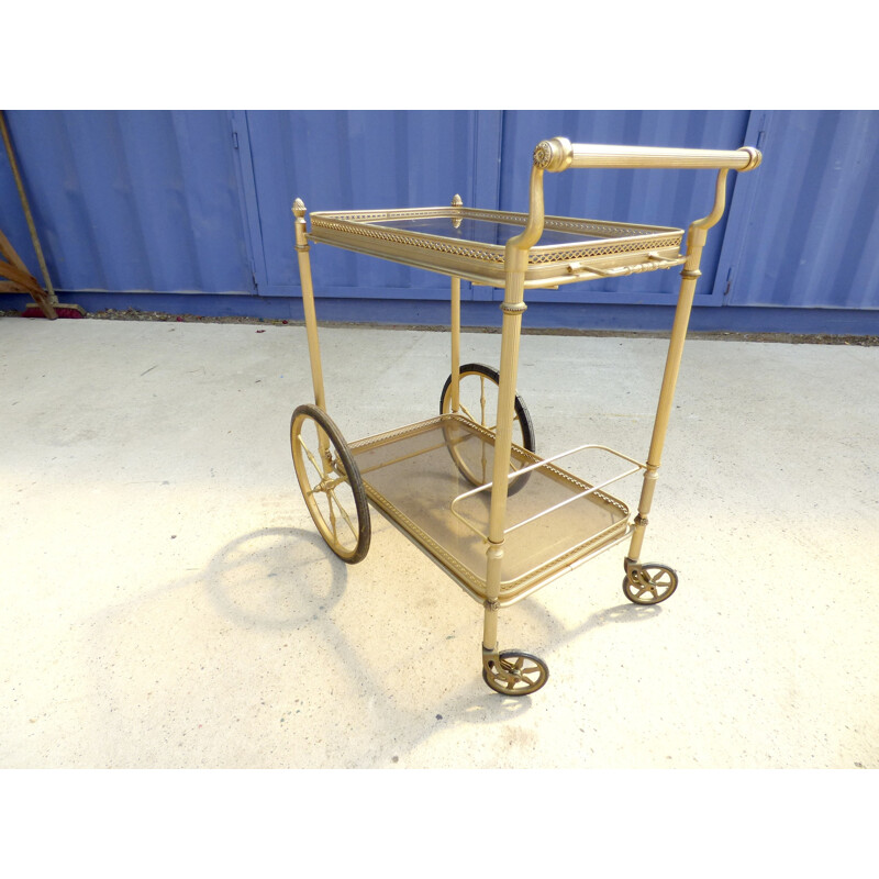 Vintage rolling trolley in golden metal - 1950s