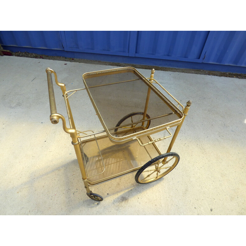 Vintage rolling trolley in golden metal - 1950s