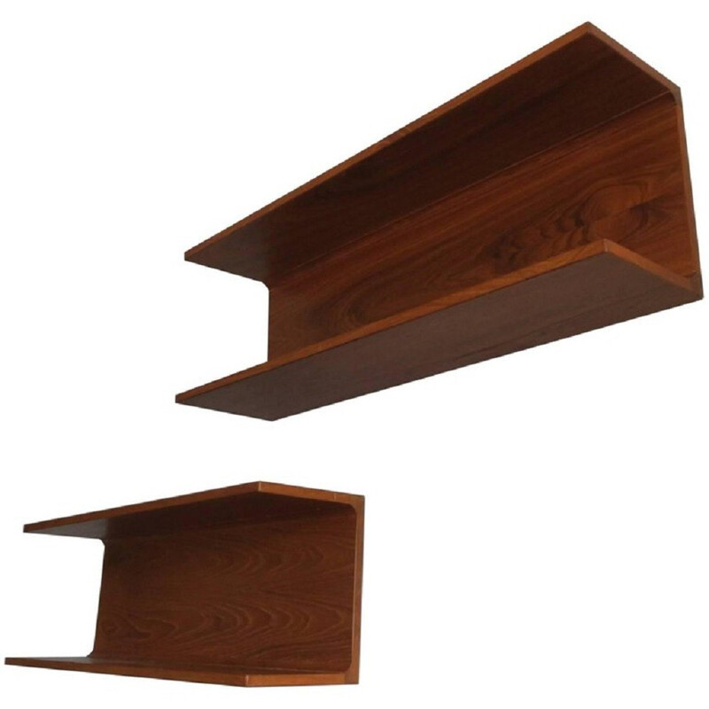 Pair of vintage Floating Teak Shelves by Pedersen and Hansen - 1960s