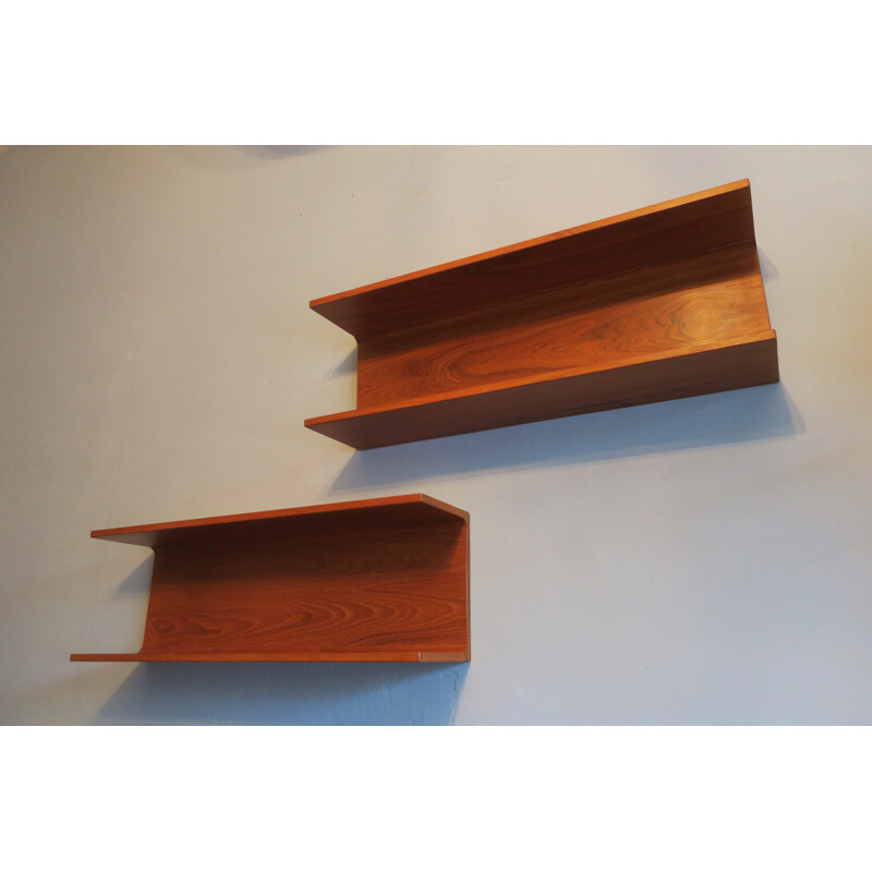 Pair of vintage Floating Teak Shelves by Pedersen and Hansen - 1960s