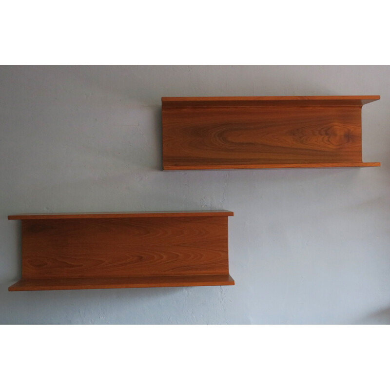 Pair of vintage Floating Teak Shelves by Pedersen and Hansen - 1960s