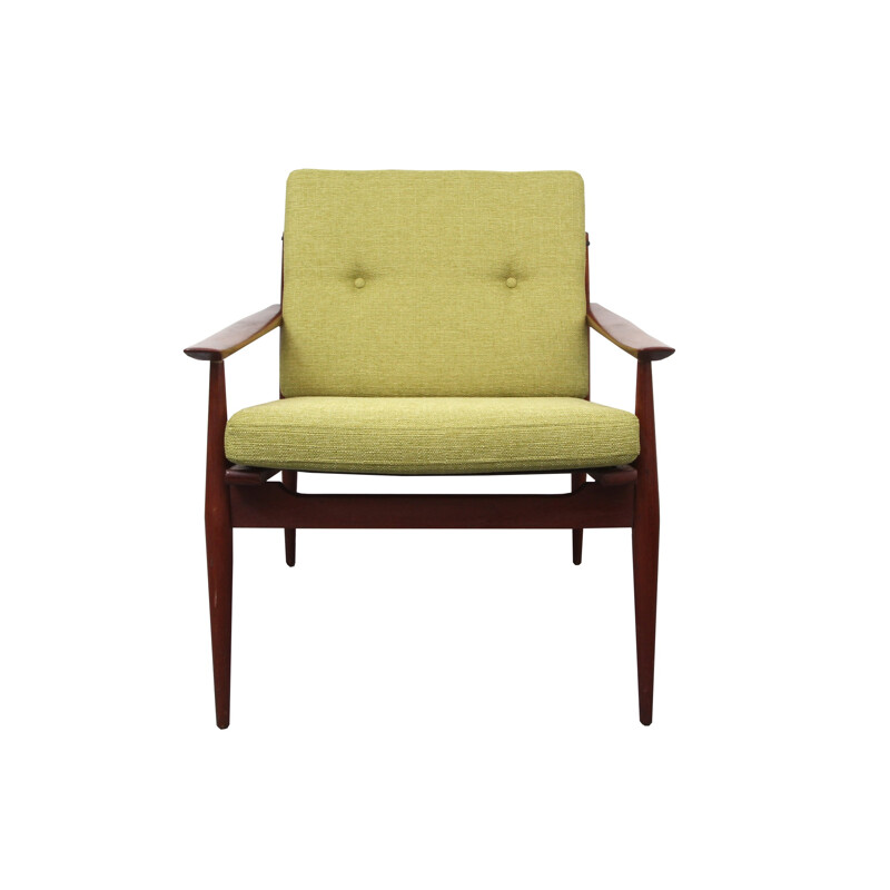 Vintage green armchair in solid teak - 1960s