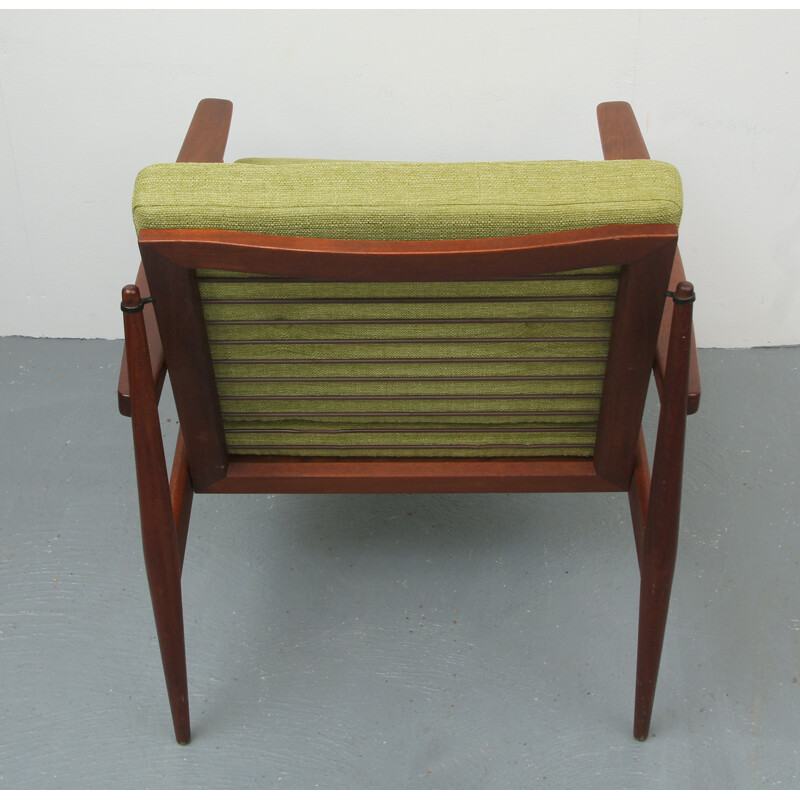 Vintage green armchair in solid teak - 1960s