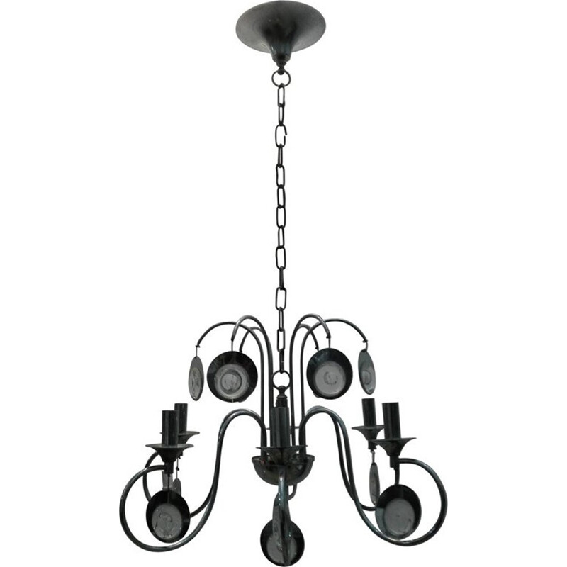 Vintage Metal Chandelier by Sciolari - 1970s