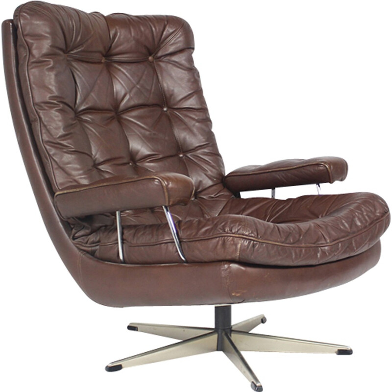 Vintage danish leather armchair - 1970s