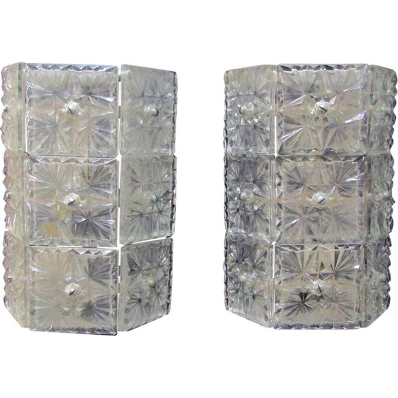 Set of two large Crystal Sconces - 1960s