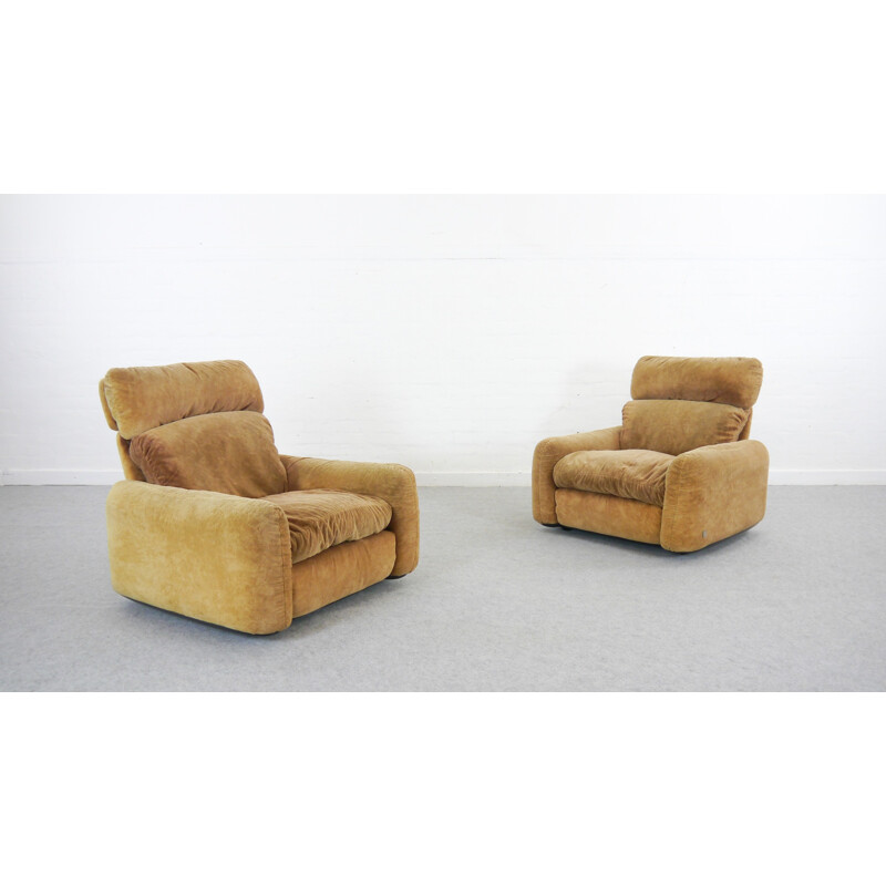 Vintage pair of lounge chairs by Arrigo Arrigonai for Busnelli Piumotto - 1970s