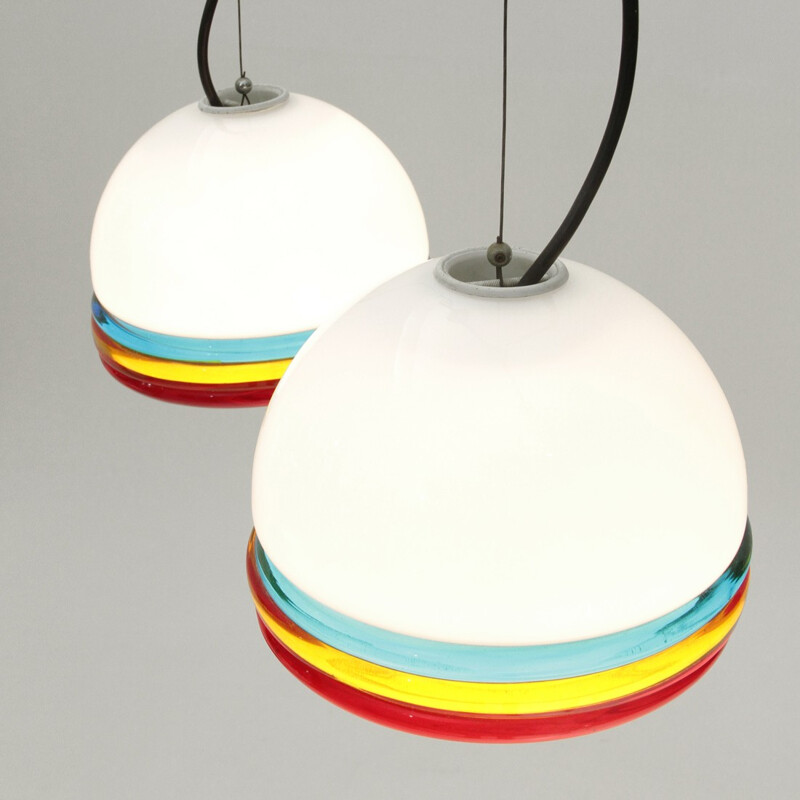 Vintage Set of 2 Murano colored glass pendant lamp - 1960s