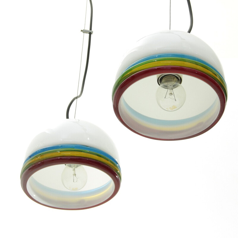 Vintage Set of 2 Murano colored glass pendant lamp - 1960s