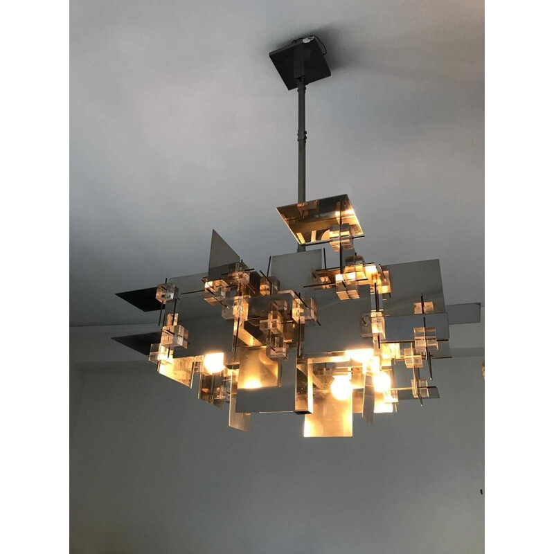 Vintage Large Chandelier by Gaetano Sciolari - 1970s