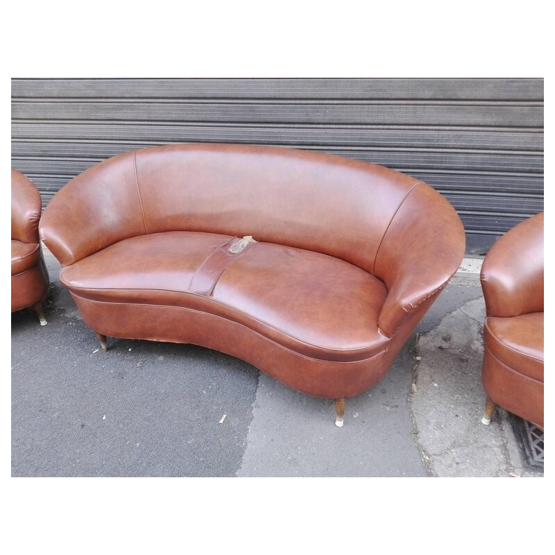 Vintage Sofa and Armchairs by Gio Ponti, Italia - 1940s