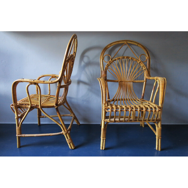 Vintage Bamboo Patio Armchairs - 1960s
