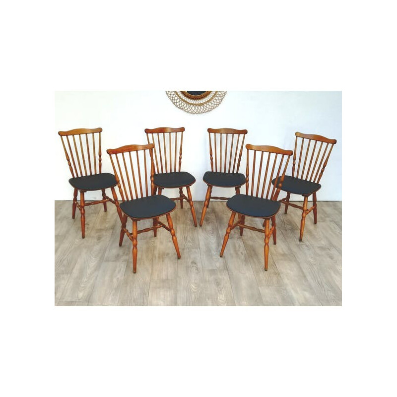 Suite de 6 chaises bistrot estampillées baumann - 1960