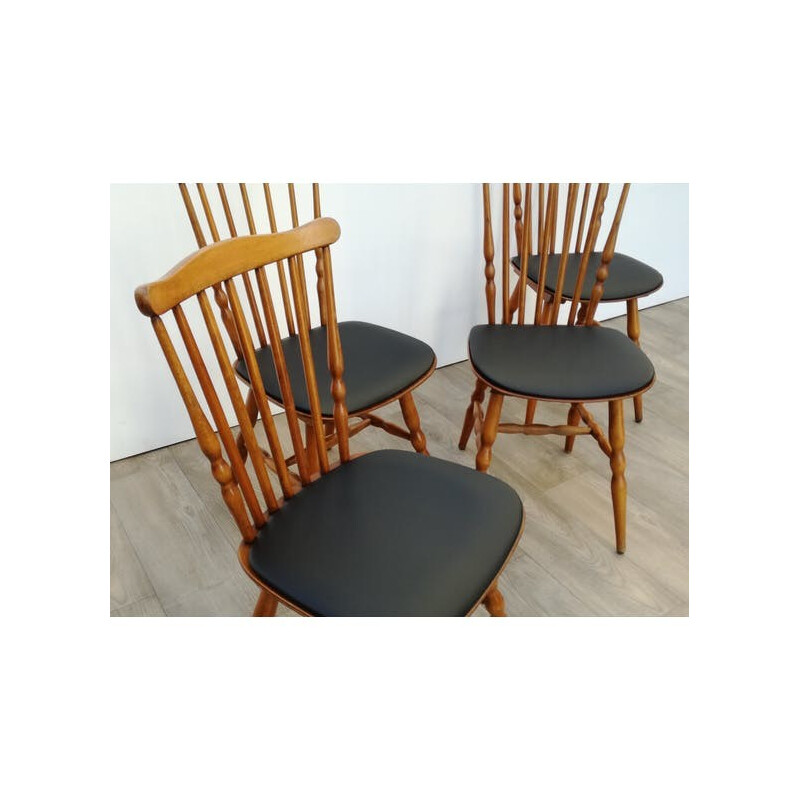 Suite de 6 chaises bistrot estampillées baumann - 1960